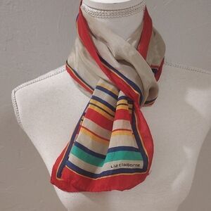 Liz Claiborne Head Neck Printed Scarf Multicolor Stripes Nautical